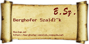 Berghofer Szalók névjegykártya
